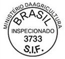 브라질 농무부 검사 도장. MINISTÉRIO DA AGRICULTURA, BRASIL, INSPECIONADO 3733, S.I.F.