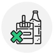 담배 · 술병과 X 표시 아이콘